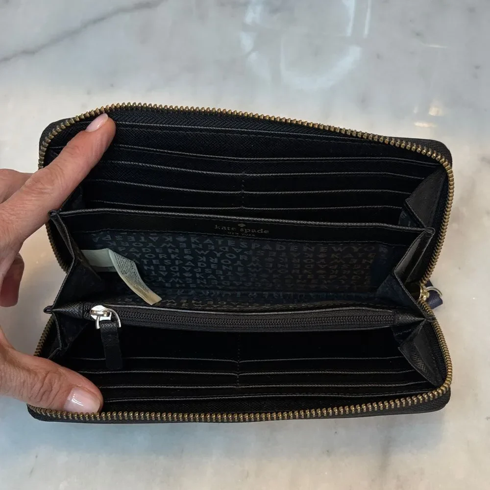 Kate Spade Wallet Leather Color block Saffiano Full Zip Continental Wallet